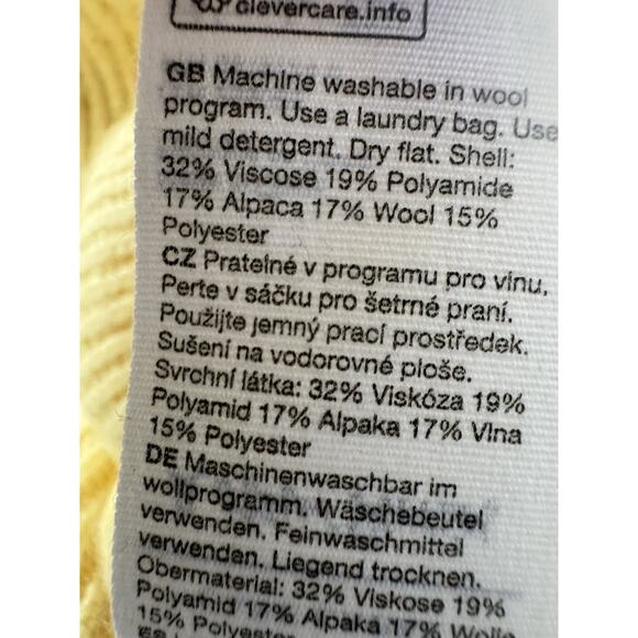 & Other Stories XS Yellow Alpaca Wool Blend Crop Sweater Cardigan Puff Slv #6252 - Picture 7 of 7